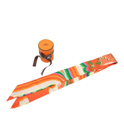 Hermes Twilly Brides de Gala Scarf Orange Silk — view 5