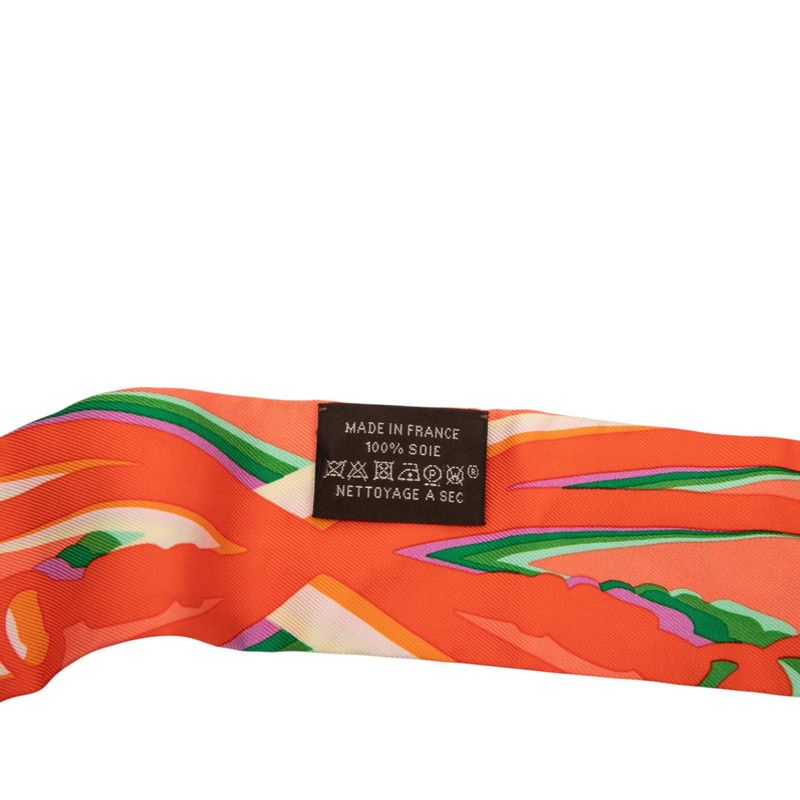 Hermes Twilly Brides de Gala Scarf Orange Silk — view 4