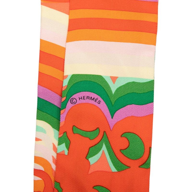 Hermes Twilly Brides de Gala Scarf Orange Silk — view 2