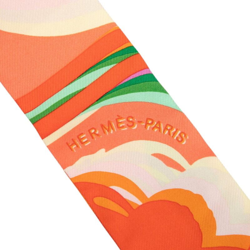 Hermes Twilly Brides de Gala Scarf Orange Silk — view 3
