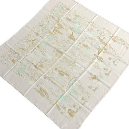 Hermes Scarf Carre 90 Light Pink Light Brown Multi Paddock