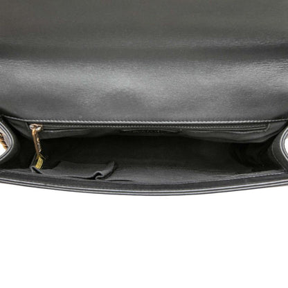 Chanel CC Logo Boy 28 Chain Shoulder Bag Black Gold Lambskin — view 4