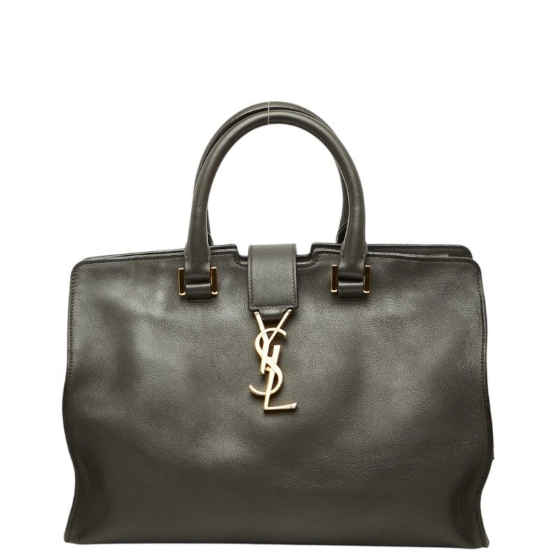 Saint Laurent Cassandra Baby Cabas Small YSL Logo 2-Way Shoulder Bag Dark Brown