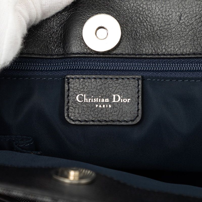 Dior Flight Line Trotter Handbag Gray Black Orange Denim Leather — view 5
