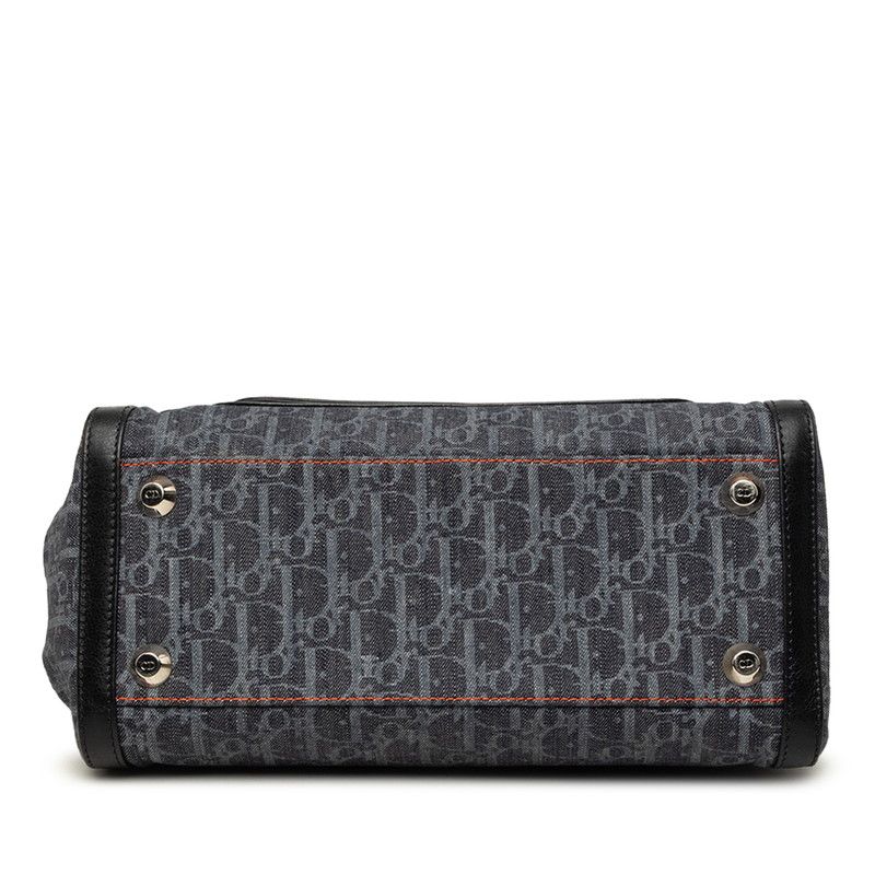 Dior Flight Line Trotter Handbag Gray Black Orange Denim Leather — view 3