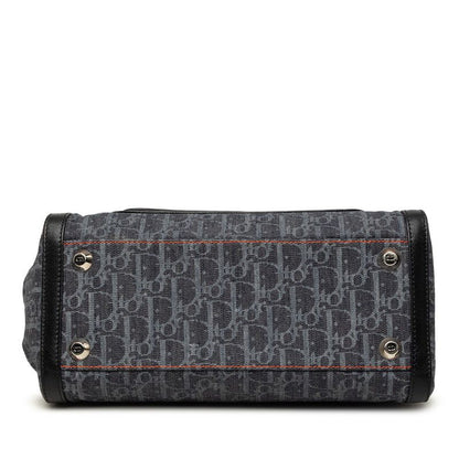 Dior Flight Line Trotter Handbag Gray Black Orange Denim Leather — view 3
