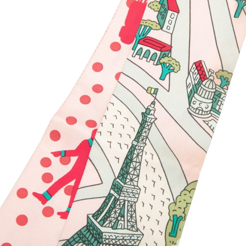 Hermes Twilly New Paris Lovers les Nouveaux Amoureux de Scarf Pink Multicolor — view 2