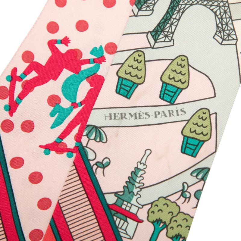 Hermes Twilly New Paris Lovers les Nouveaux Amoureux de Scarf Pink Multicolor — view 3