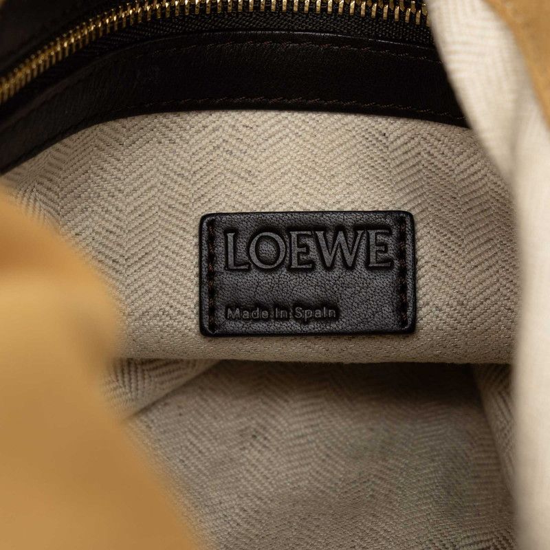 Loewe Anagram Flamenco Tote Shoulder Bag Drawstring Beige Brown Suede — view 5