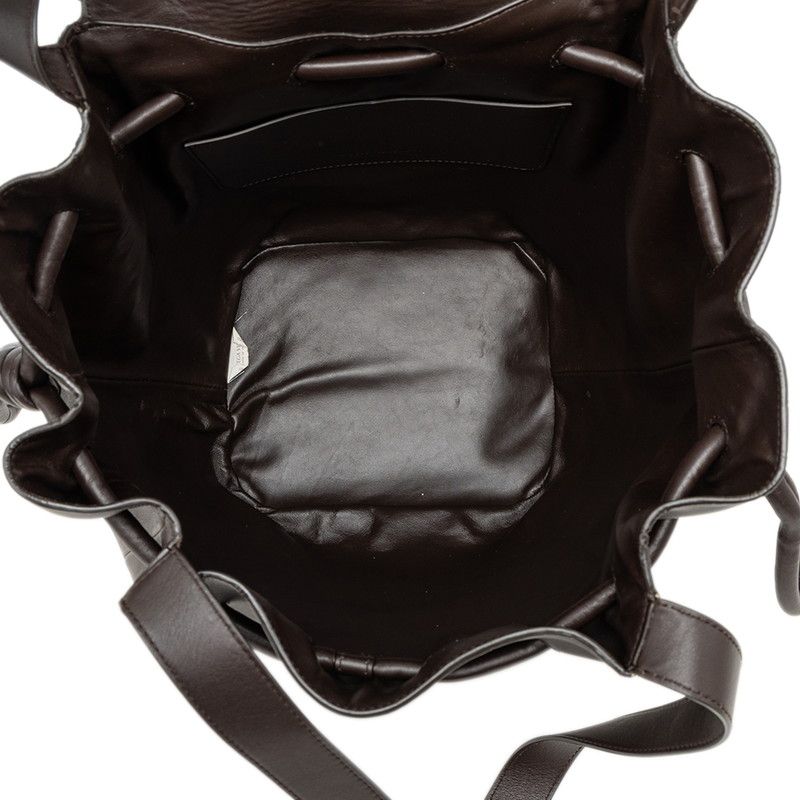 Bottega Veneta Beak Tote Shoulder Bag Drawstring Dark Brown Leather — view 4