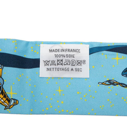 Hermes Twilly Space Derby Scarf Blue Multicolor Silk — view 5