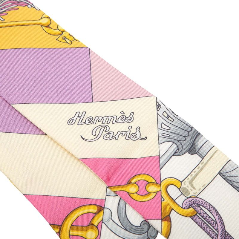 Hermes Twilly Cliquetis Scarf Yellow Multicolor Silk — view 3