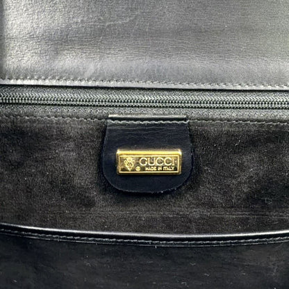 Gucci Bamboo Shoulder Strap Included Leather Brown Black Handbag Gold — view 4