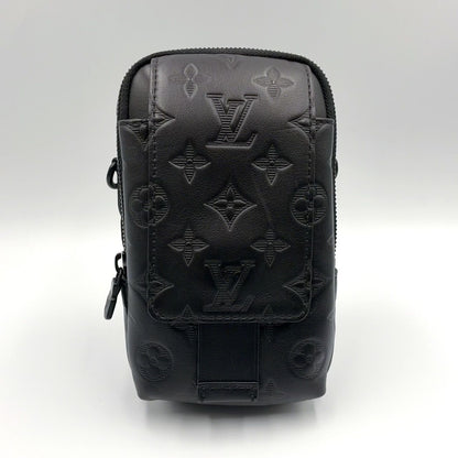 Louis Vuitton Double Phone Pouch Leather Black Shoulder Bag