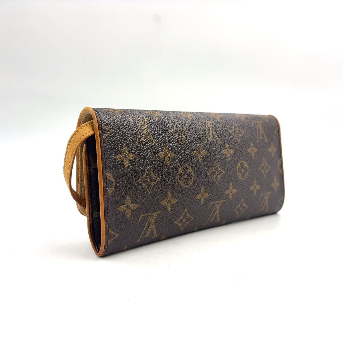 Louis Vuitton Pochette Twin GM Monogram Leather Brown Shoulder Bag Gold — view 2