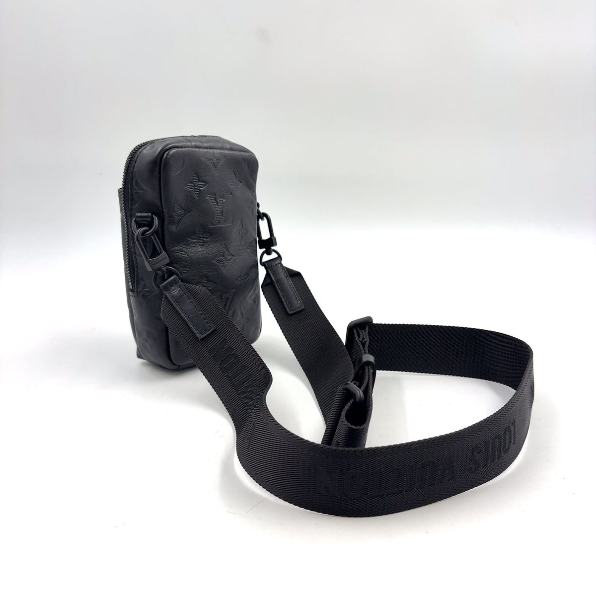 Louis Vuitton Double Phone Pouch Leather Black Shoulder Bag — view 2