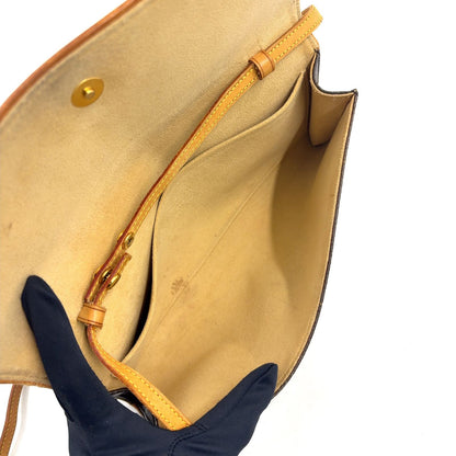 Louis Vuitton Pochette Twin GM Monogram Leather Brown Shoulder Bag Gold — view 3