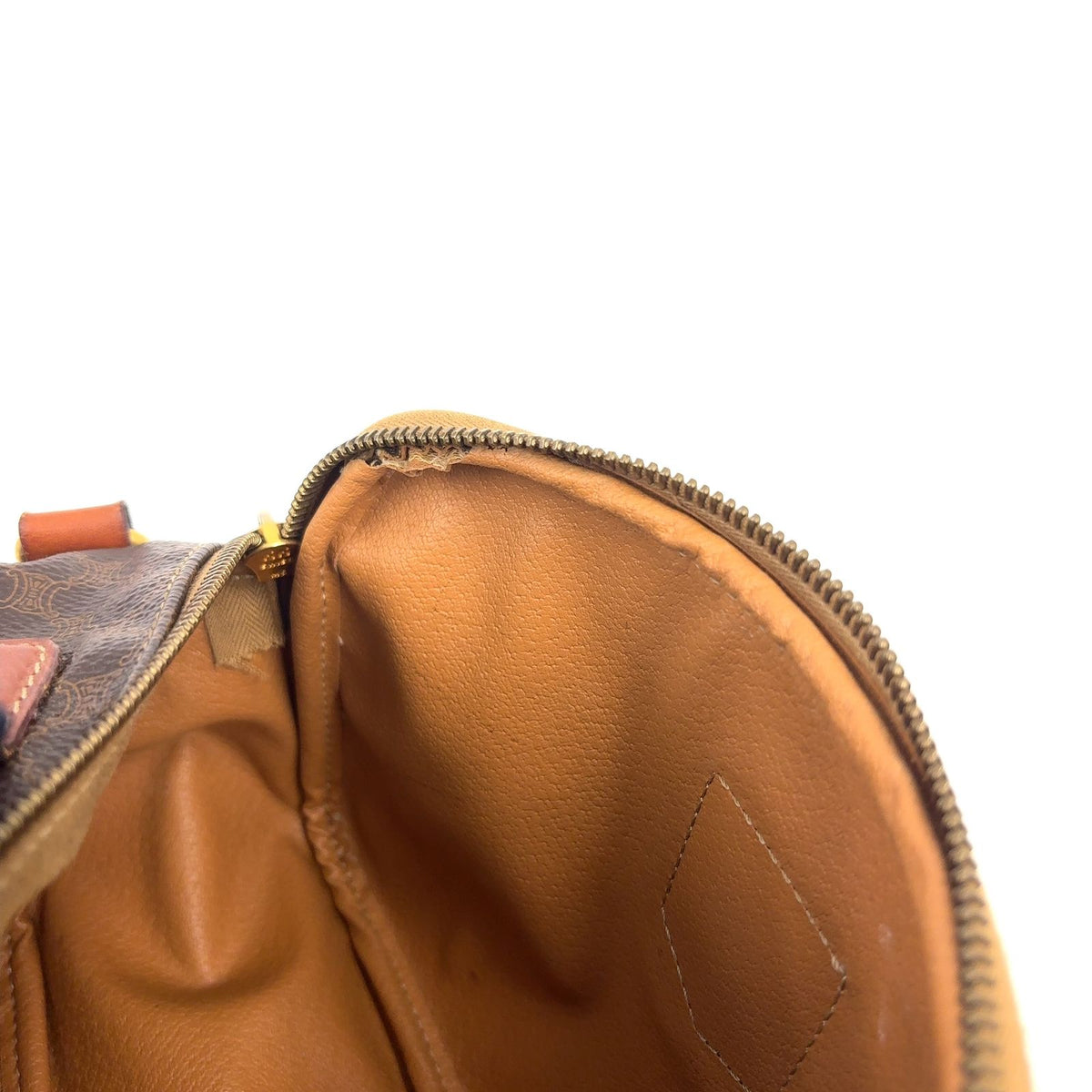 Celine Macadam Pattern Leather Brown Shoulder Bag Gold — view 8