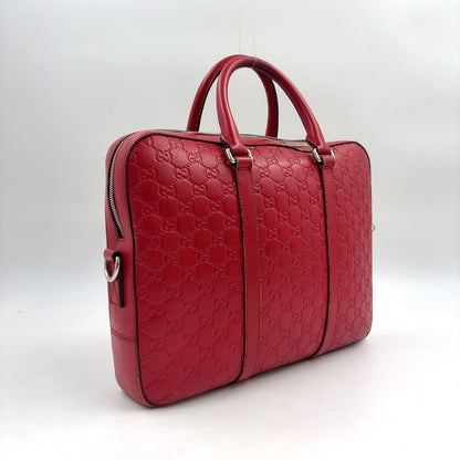 Gucci Guccissima Leather Red Business Bag Silver — view 2