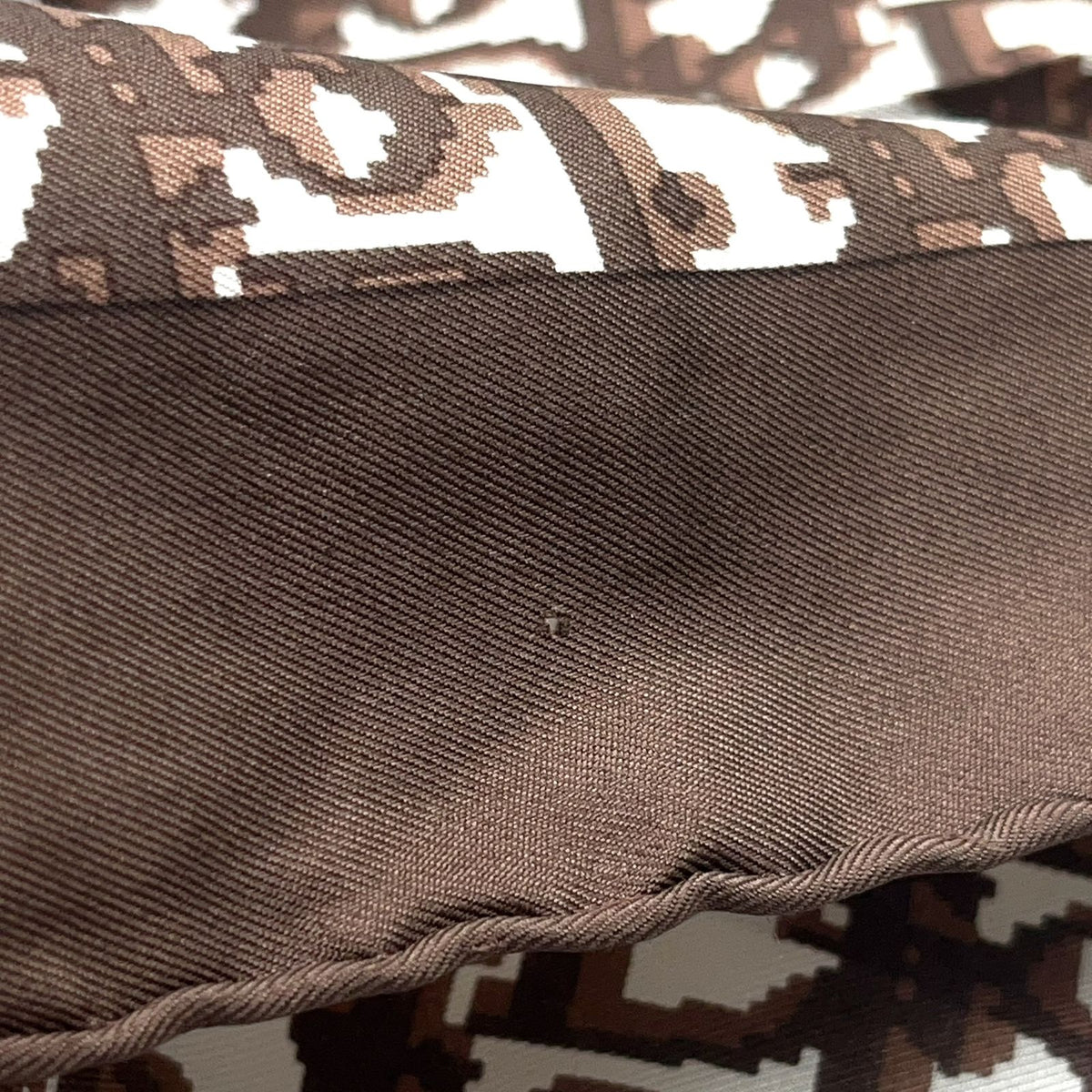 Dior Trotter Pattern Silk Brown Scarf — view 6
