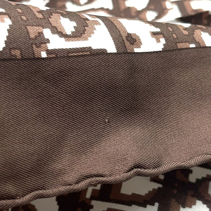 Dior Trotter Pattern Silk Brown Scarf — view 6