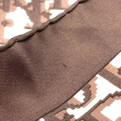 Dior Trotter Pattern Silk Brown Scarf — view 7