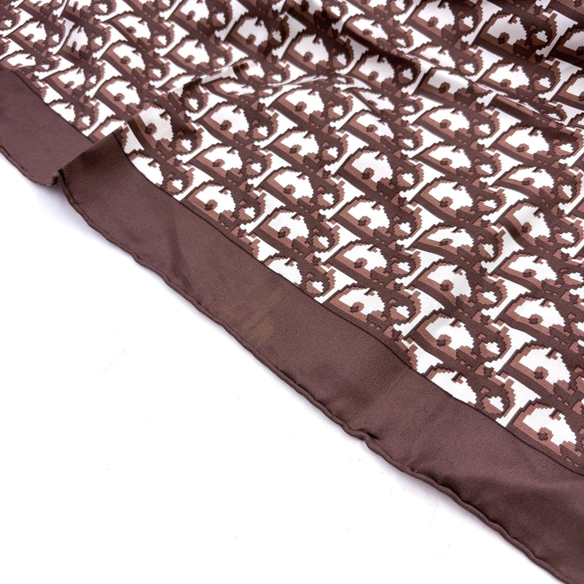 Dior Trotter Pattern Silk Brown Scarf — view 2