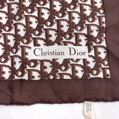 Dior Trotter Pattern Silk Brown Scarf — view 4