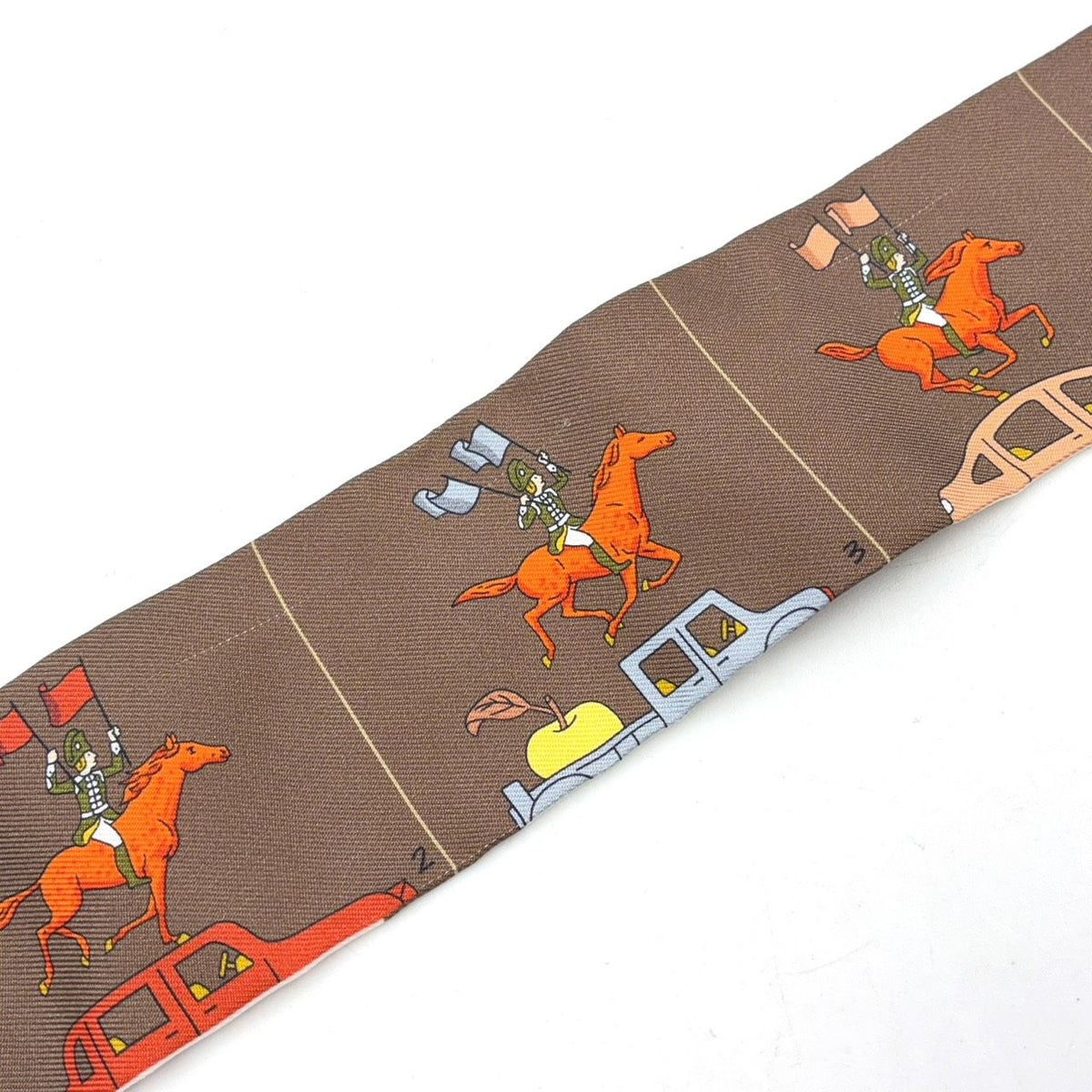 Hermes Ex-Libris Wind Frame Twilly Silk Brown Scarf — view 7