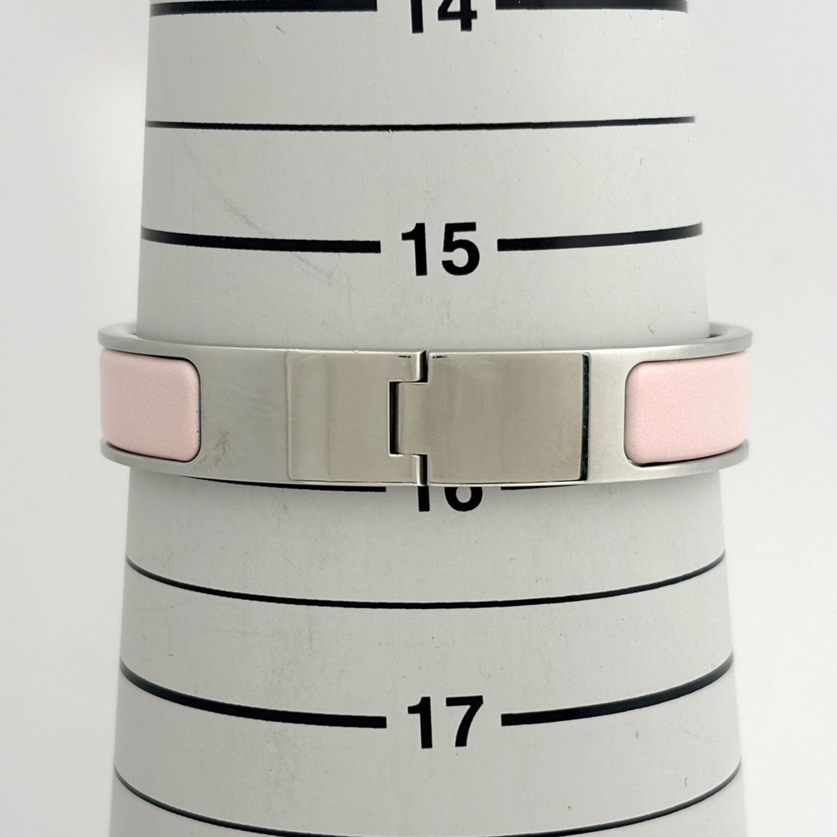 Hermes Clic Clac PM Bangle H Logo Metal Silver Pink Bracelet — view 4