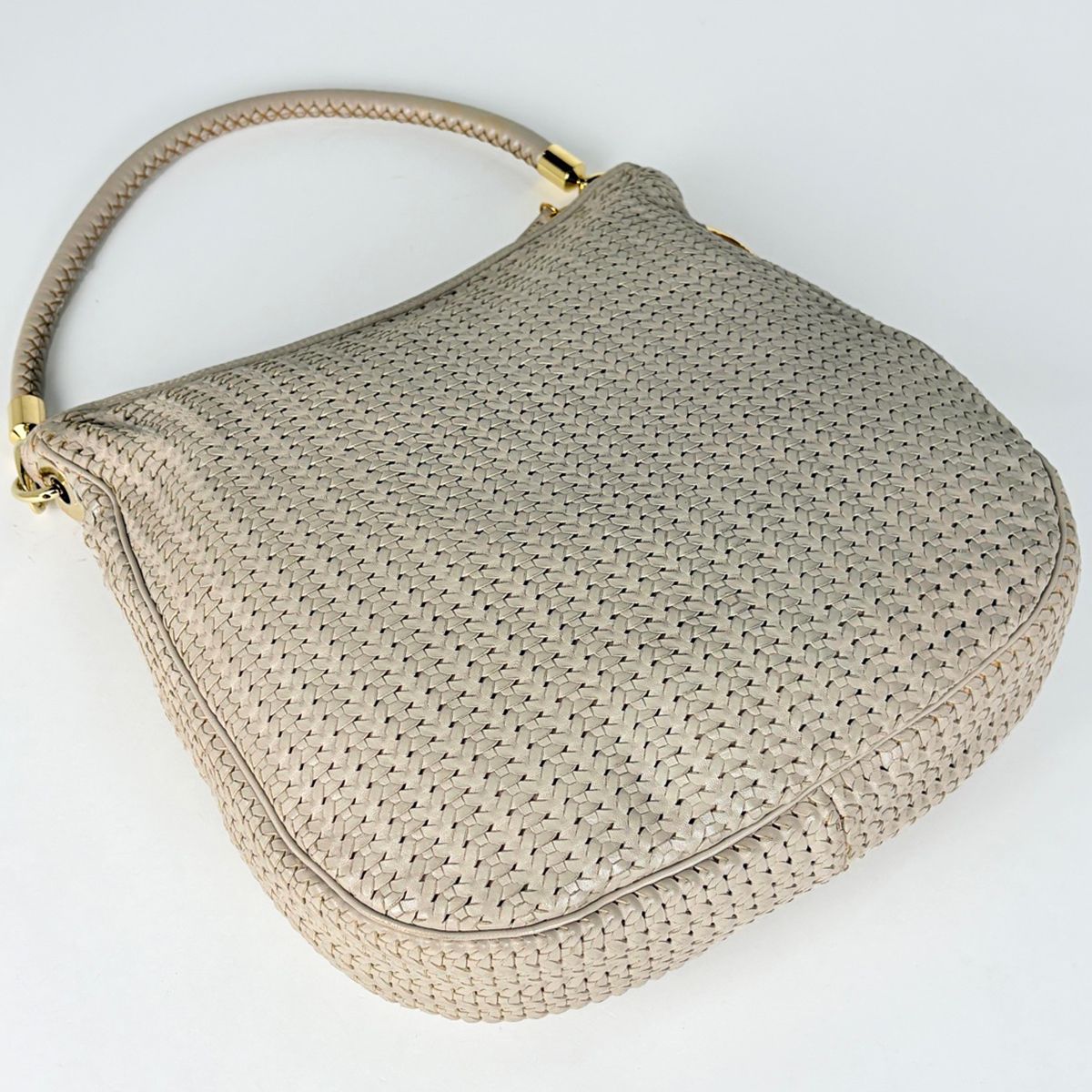 Dior Shoulder Bag Braided Leather Greige — view 2