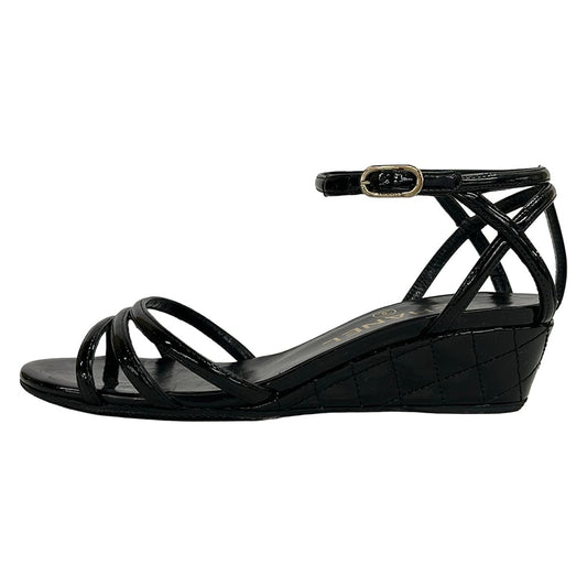 Chanel Sandals Quilted Black Leather