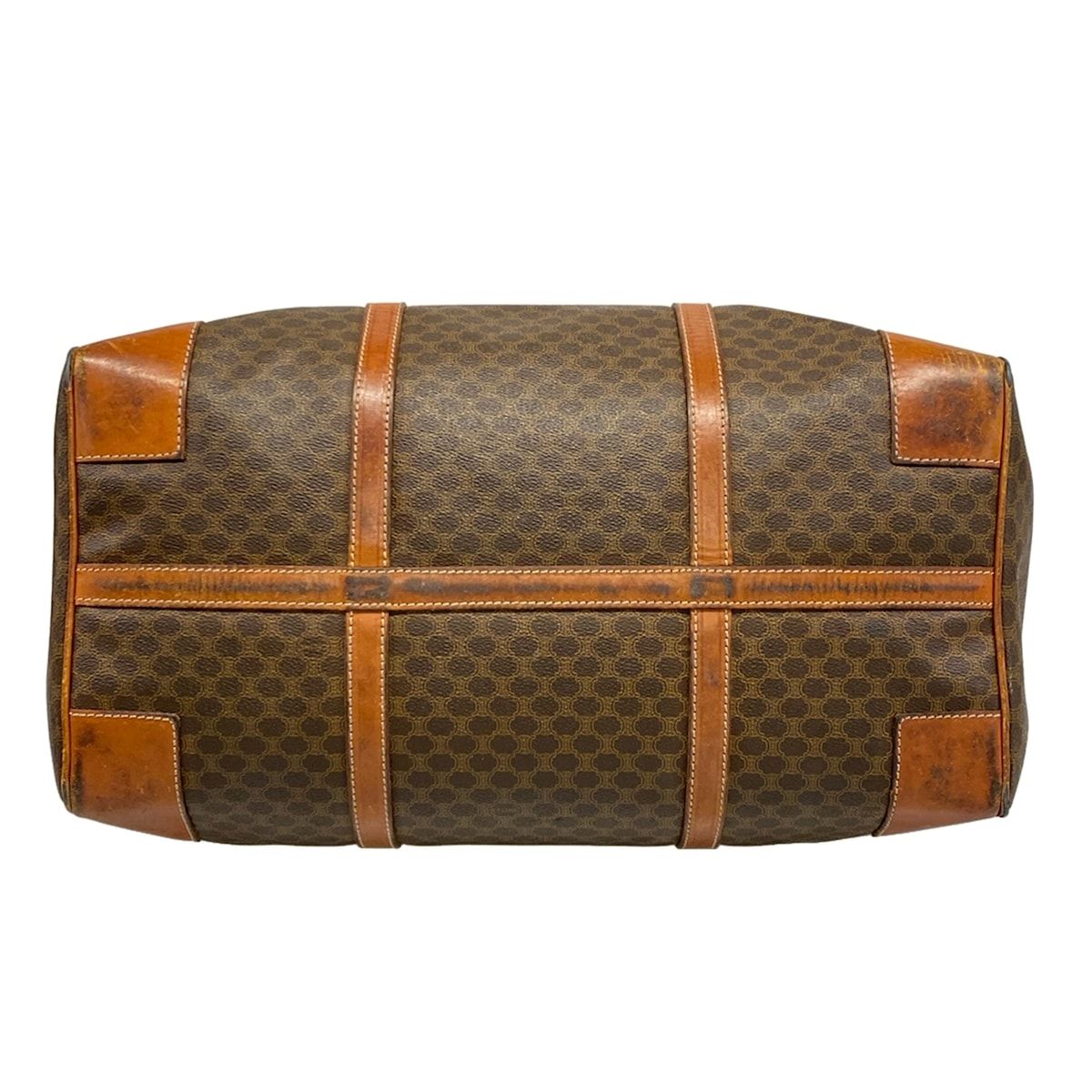 Celine Boston Bag Macadam Pattern Dark Brown No Lock Leather — view 5