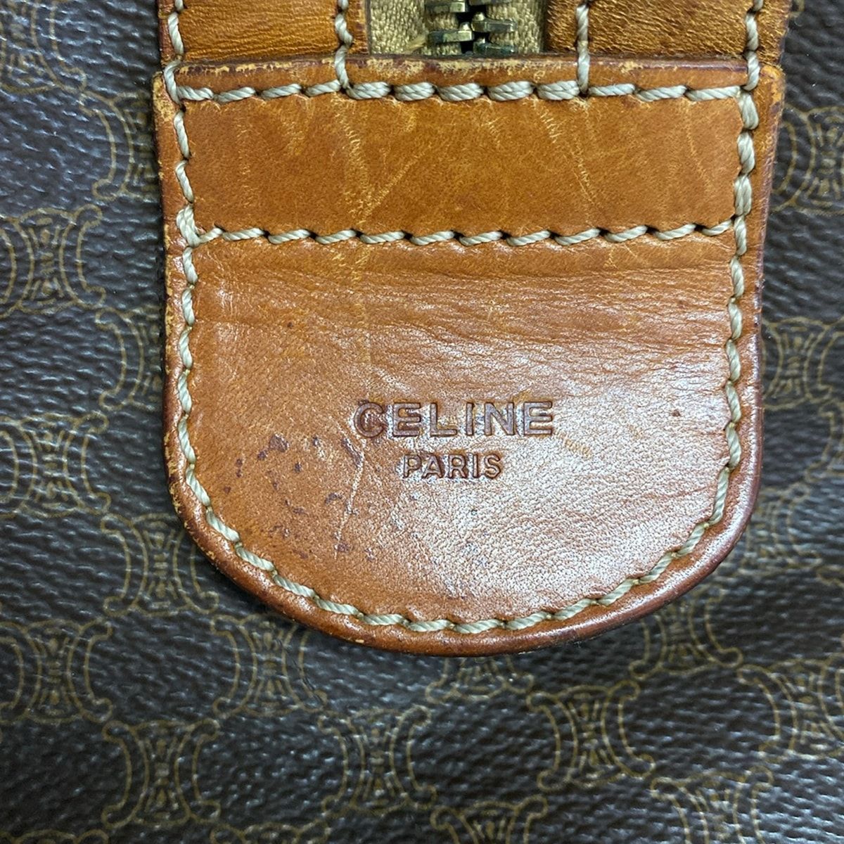 Celine Boston Bag Macadam Pattern Dark Brown No Lock Leather — view 8