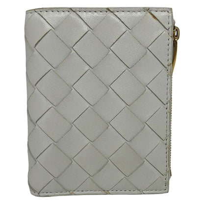 Bottega Veneta Bifold Wallet Maxi Intrecciato Cassette Leather Compact Ivory