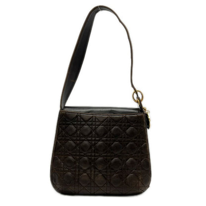 Dior Shoulder Bag Cannage Stitch Dark Brown Leather