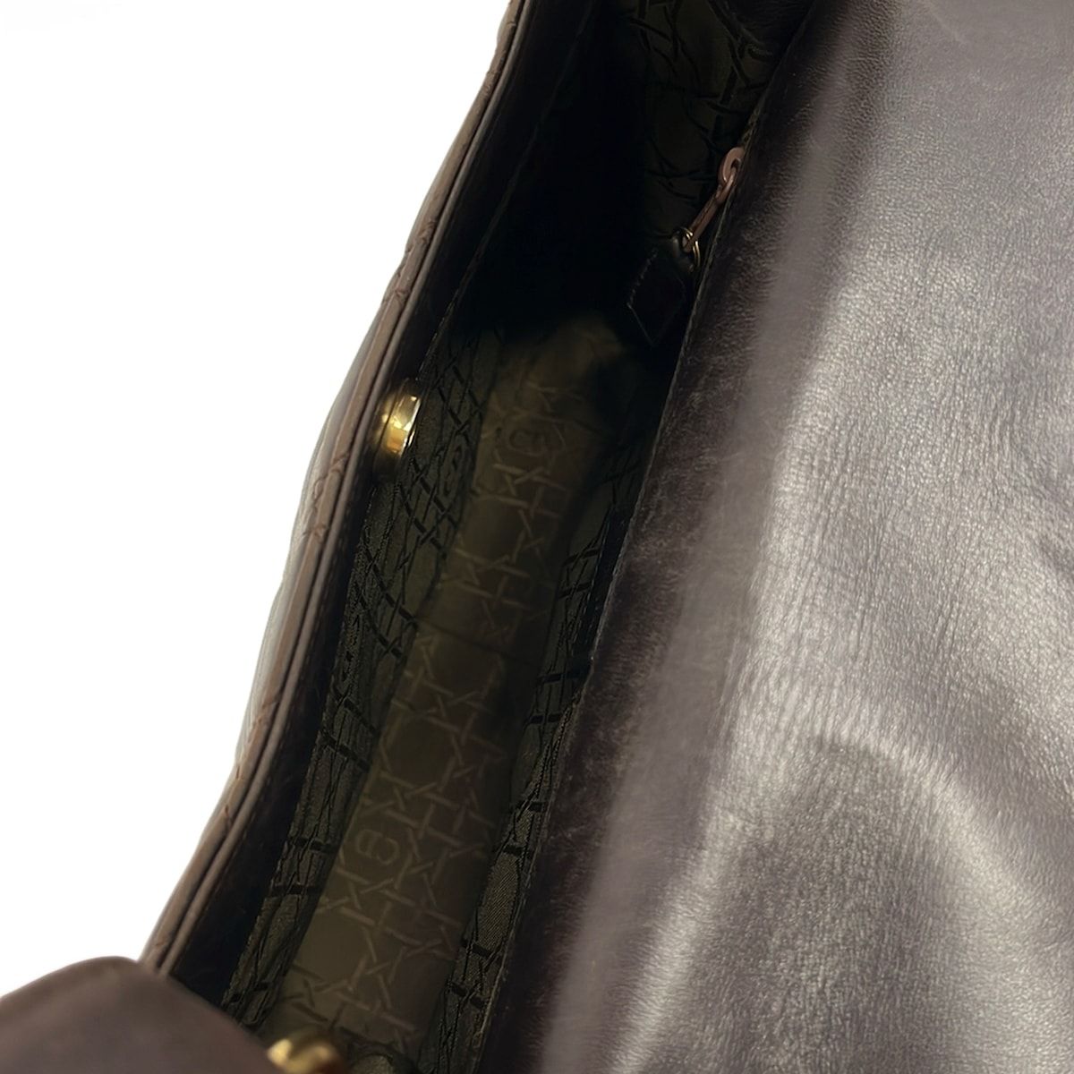 Dior Shoulder Bag Cannage Stitch Dark Brown Leather — view 7