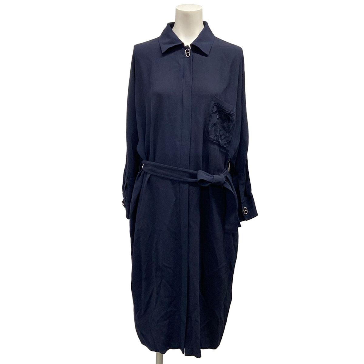 Hermes Dress S Dark Navy Silk 36