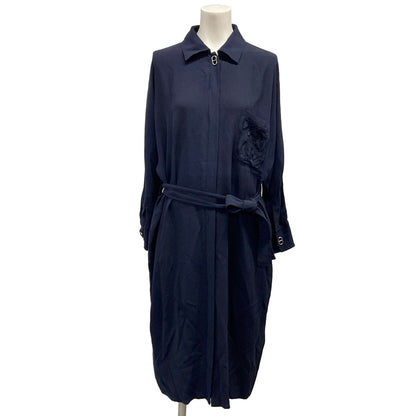 Hermes Dress S Dark Navy Silk 36