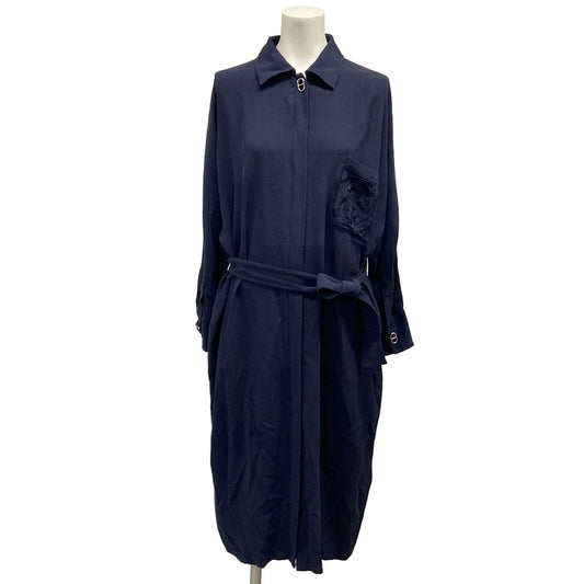 Hermes Dress S Dark Navy Silk 36