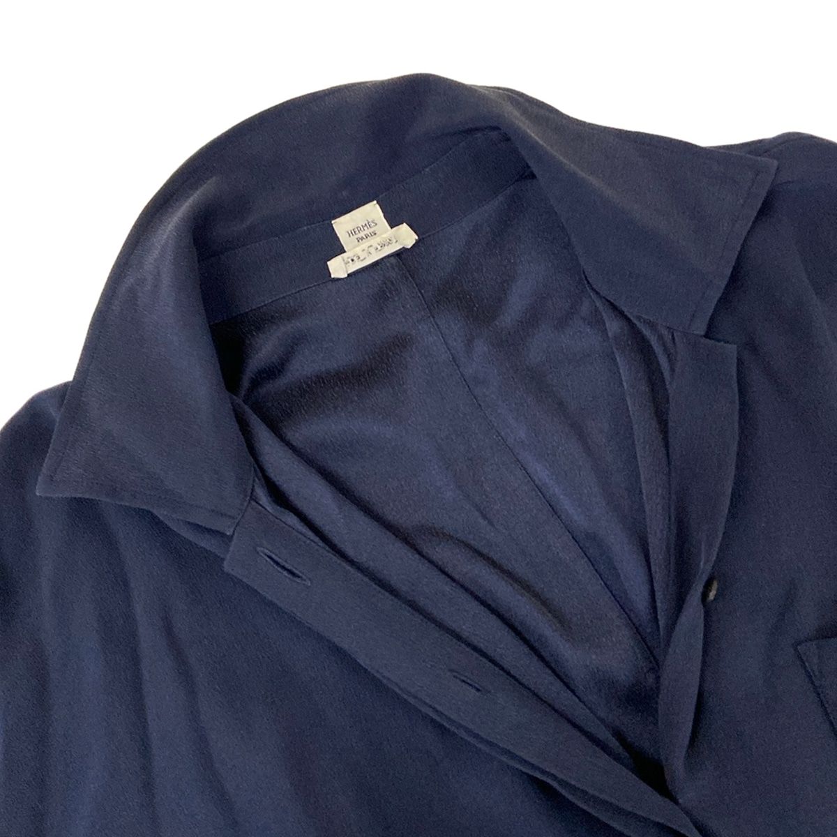 Hermes Dress S Dark Navy Silk 36 — view 8