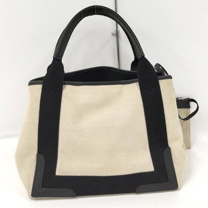 Balenciaga Navy Cabas S Handbag Canvas Ivory Black — view 2