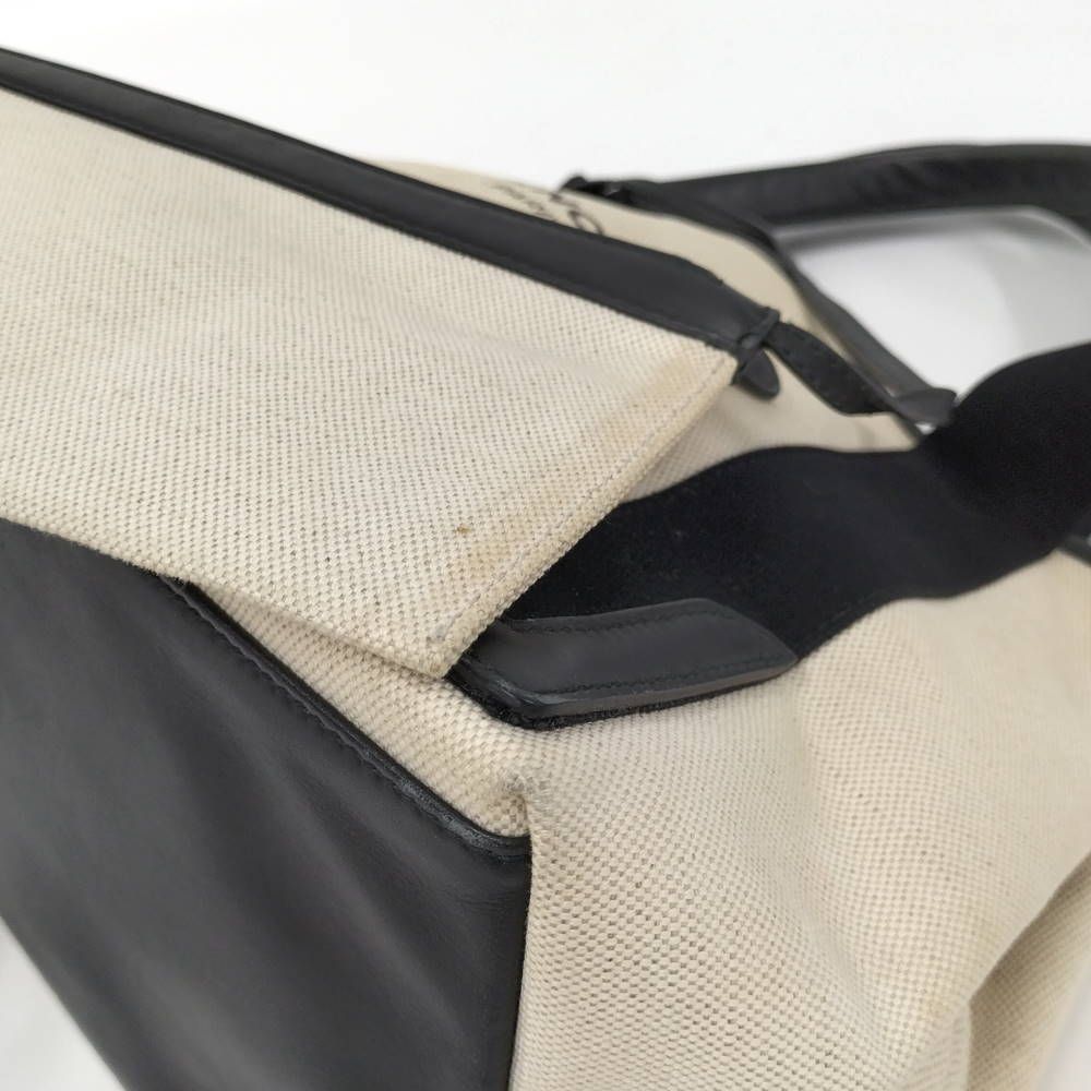 Balenciaga Navy Cabas S Handbag Canvas Ivory Black — view 3