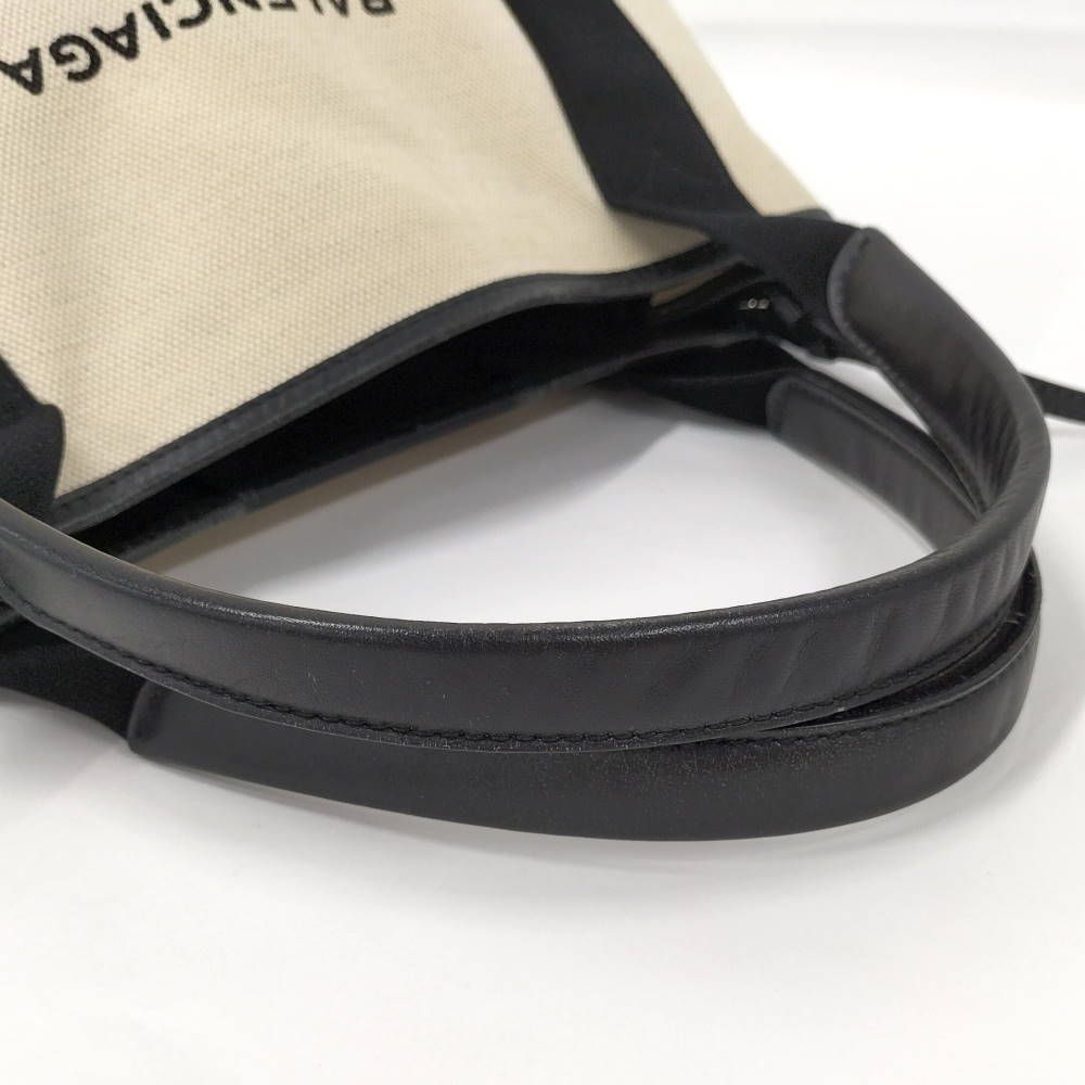 Balenciaga Navy Cabas S Handbag Canvas Ivory Black — view 4