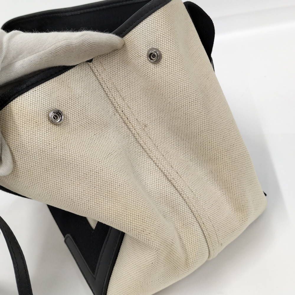 Balenciaga Navy Cabas S Handbag Canvas Ivory Black — view 7