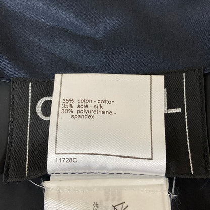 Chanel Trench Coat M Dark Navy Long Sleeve Silk Mixed Spring Cotton 40 — view 4