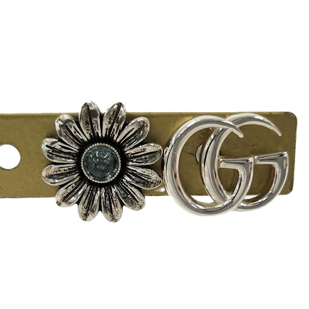 Gucci Double G Flower Stud Earrings Plated Silver
