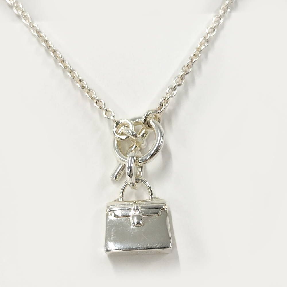 Hermes Amulette Kelly Necklace Silver