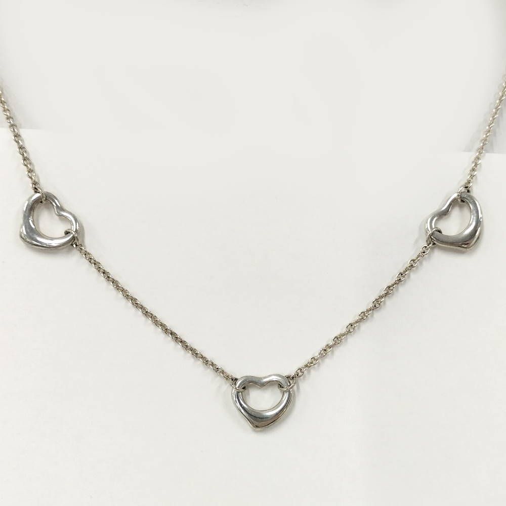 Tiffany & Co Open Heart Necklace Elsa Peretti Silver — view 2