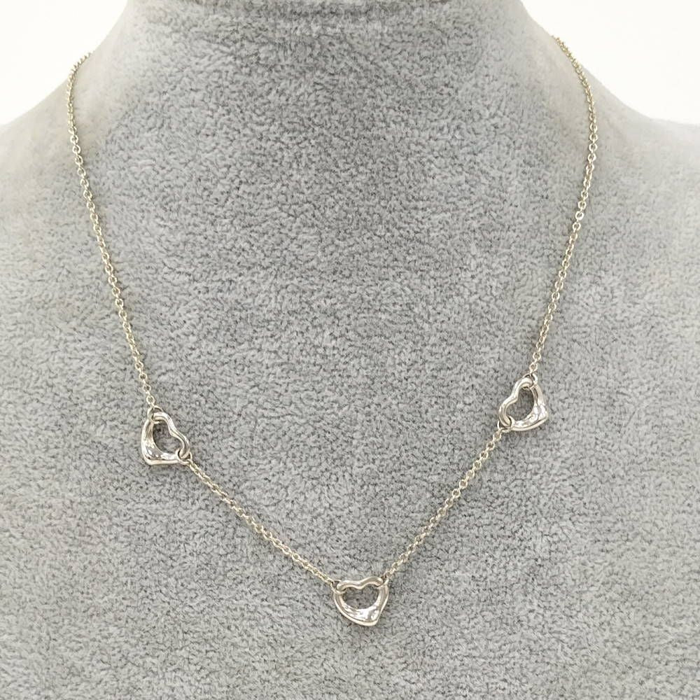 Tiffany & Co Open Heart Necklace Elsa Peretti Silver — view 7